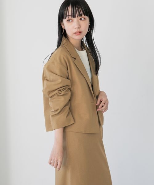 LOWRYS FARM（ローリーズファーム）の「LANATEC機能ショートジャケット（ジャケット/アウター・レディース・アイボリー08/ベージュチェック52/ブラウン55/グリーンチェック78・F）」の7枚目の写真