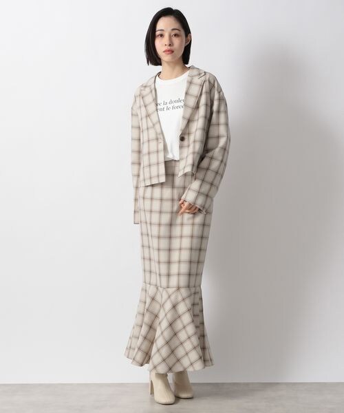 LOWRYS FARM（ローリーズファーム）の「LANATEC機能ショートジャケット（ジャケット/アウター・レディース・アイボリー08/ベージュチェック52/ブラウン55/グリーンチェック78・F）」の16枚目の写真