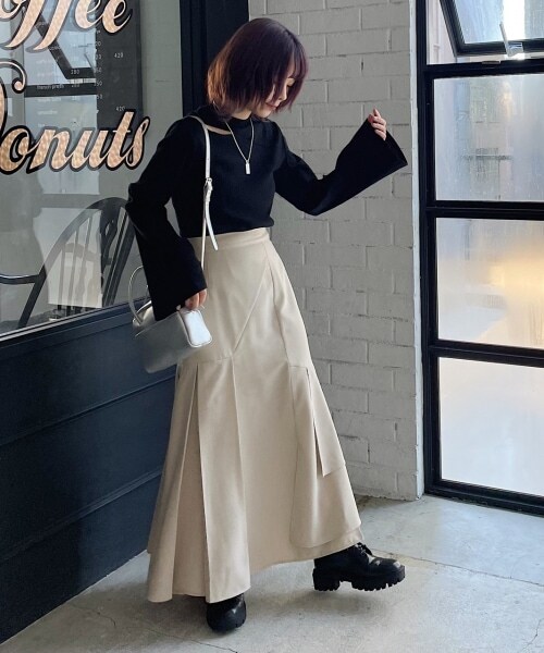 PAGEBOY（ページボーイ）の「アシメティアードスカート（スカート・レディース・ブラック09/杢ベージュ55/杢カーキ78/ナスコン92・F）」の13枚目の写真