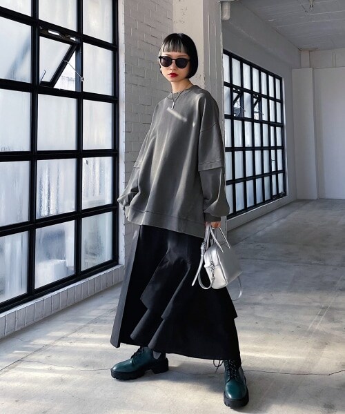 PAGEBOY（ページボーイ）の「アシメティアードスカート（スカート・レディース・ブラック09/杢ベージュ55/杢カーキ78/ナスコン92・F）」の11枚目の写真