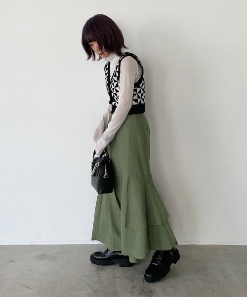 PAGEBOY（ページボーイ）の「アシメティアードスカート（スカート・レディース・ブラック09/杢ベージュ55/杢カーキ78/ナスコン92・F）」の18枚目の写真