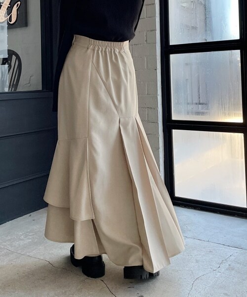 PAGEBOY（ページボーイ）の「アシメティアードスカート（スカート・レディース・ブラック09/杢ベージュ55/杢カーキ78/ナスコン92・F）」の15枚目の写真