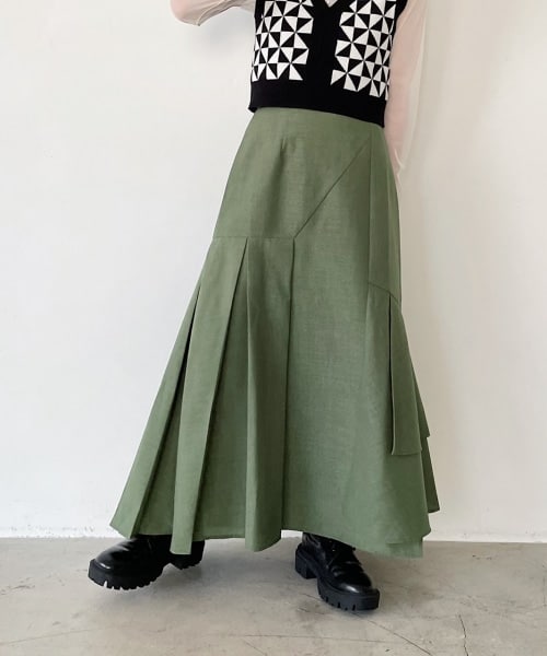 PAGEBOY（ページボーイ）の「アシメティアードスカート（スカート・レディース・ブラック09/杢ベージュ55/杢カーキ78/ナスコン92・F）」の3枚目の写真