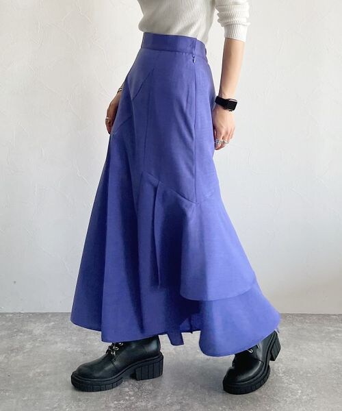 PAGEBOY（ページボーイ）の「アシメティアードスカート（スカート・レディース・ブラック09/杢ベージュ55/杢カーキ78/ナスコン92・F）」の4枚目の写真