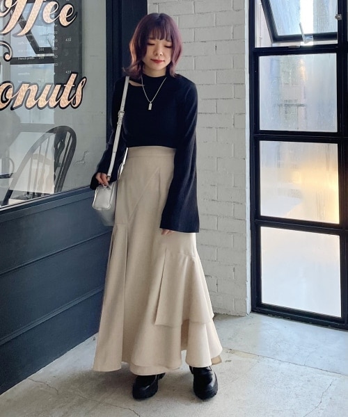 PAGEBOY（ページボーイ）の「アシメティアードスカート（スカート・レディース・ブラック09/杢ベージュ55/杢カーキ78/ナスコン92・F）」の14枚目の写真