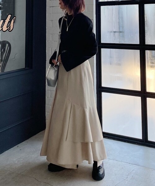 PAGEBOY（ページボーイ）の「アシメティアードスカート（スカート・レディース・ブラック09/杢ベージュ55/杢カーキ78/ナスコン92・F）」の17枚目の写真