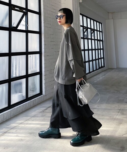 PAGEBOY（ページボーイ）の「アシメティアードスカート（スカート・レディース・ブラック09/杢ベージュ55/杢カーキ78/ナスコン92・F）」の12枚目の写真