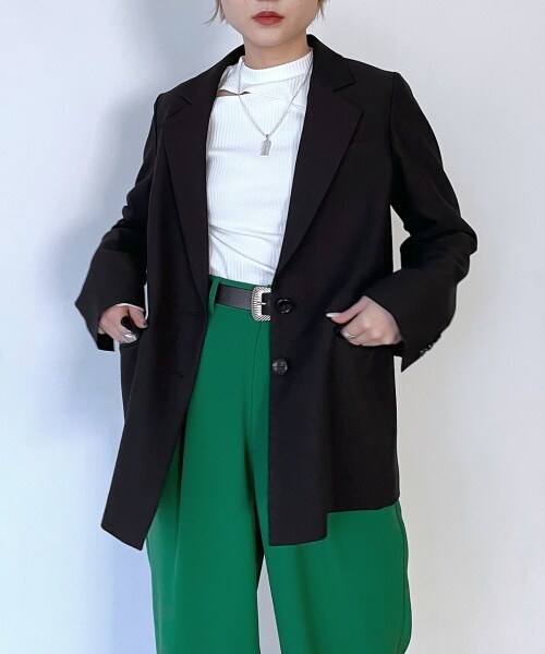 PAGEBOY（ページボーイ）の「リッチツイルセットアップジャケット（ジャケット/アウター・レディース・アイボリー05/ブラック09/杢チャコール18/グリーン76・F）」の2枚目の写真