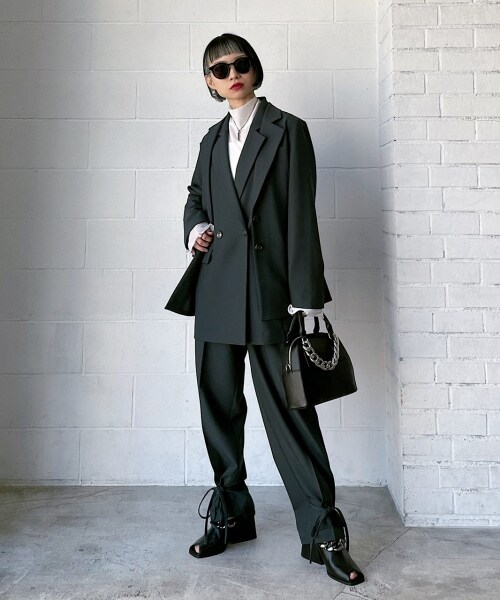 PAGEBOY（ページボーイ）の「リッチツイルセットアップジャケット（ジャケット/アウター・レディース・アイボリー05/ブラック09/杢チャコール18/グリーン76・F）」の12枚目の写真