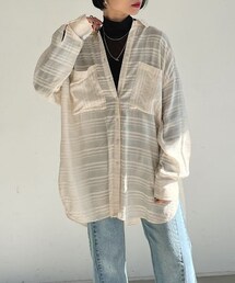 PAGEBOY | シアーボーダーBIGシャツ(トップス)