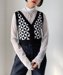 PAGEBOY | ジオメトリックニットビスチェ(トップス)