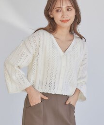 mysty woman（ミスティウーマン）の「MIX透かし編みカーディガン（トップス）」