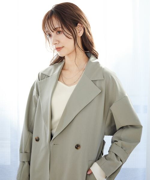mysty woman(ミスティウーマン)の「ゆるロングトレンチコート(ジャケット/アウター・レディース・ベージュ52/ライトカーキ72・F)」の17枚目の写真