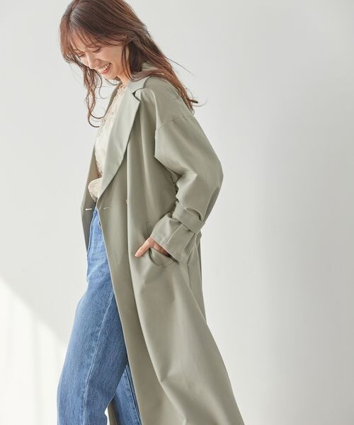 mysty woman(ミスティウーマン)の「ゆるロングトレンチコート(ジャケット/アウター・レディース・ベージュ52/ライトカーキ72・F)」の14枚目の写真