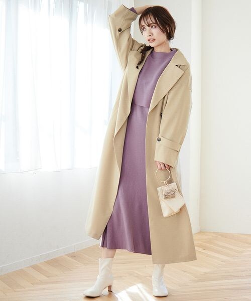 mysty woman(ミスティウーマン)の「ゆるロングトレンチコート(ジャケット/アウター・レディース・ベージュ52/ライトカーキ72・F)」の7枚目の写真