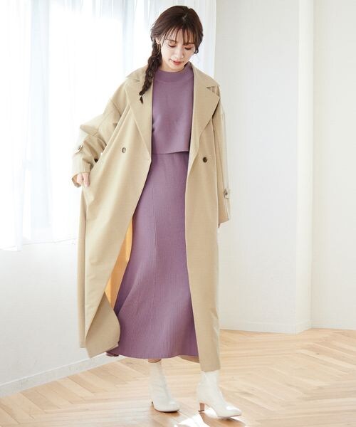 mysty woman(ミスティウーマン)の「ゆるロングトレンチコート(ジャケット/アウター・レディース・ベージュ52/ライトカーキ72・F)」の8枚目の写真