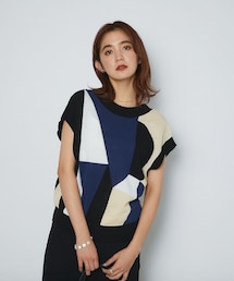 RIVE DROITE（リヴドロワ）の「予約【アート柄が存在感放つ洗練されたスタイルに】モダンアート2WAYベスト（ニット/セーター）」