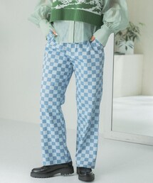 HEYUMM（ヘユム）の「HEYUMM チェック柄ストレートワイドパンツ（その他）」