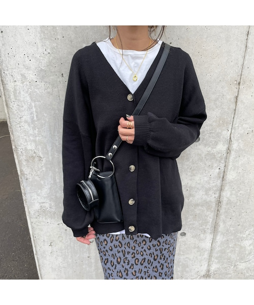 copine（コピン）の「2WAYオーバーサイズカーディガン(4color)（カーディガン/ボレロ・レディース・オフ/グリーン/オレンジ/ブラック・ワンサイズ）」の2枚目の写真