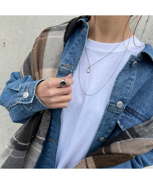 copine(コピン)の「ウェーブリングネックレス(2color)(ネックレス・レディース・シルバー/ゴールド・F)」の1枚目の写真