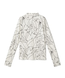 総柄モックネックトップス