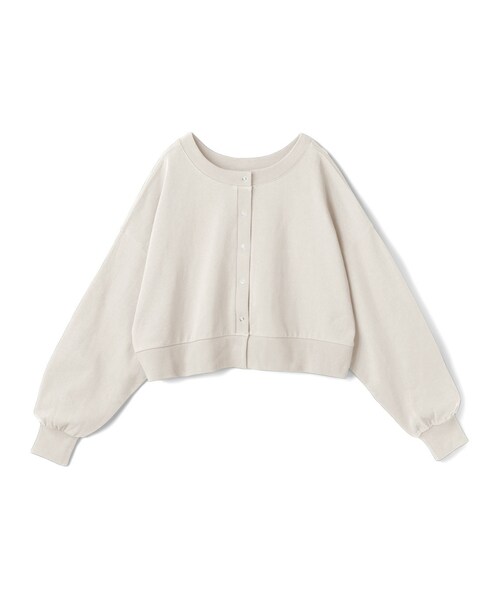 GRL(グレイル)の「前後2Wayコットンリングボタンスウェットカーディガン(カーディガン/ボレロ・レディース・アイボリー/オレンジ/グリーン・F)」の1枚目の写真