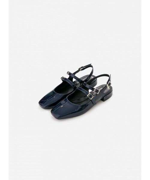 Marjorie（マージョリー）の「春日微醺，方頭雙扣帶真皮瑪珍涼鞋（シューズ・レディース・藍/杏・230/235/240/245/250）」の6枚目の写真