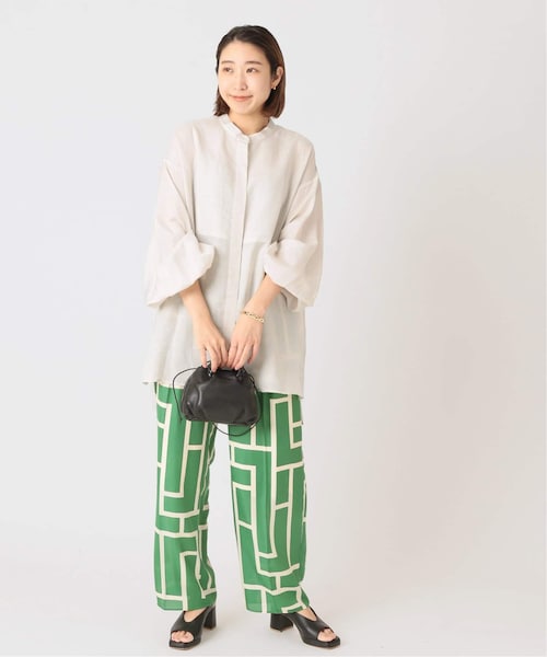 極美品ジャーナルスタンダードレサージュ リネン ストライプシャツ2WAY journal standard L'essage（ジャーナルスタンダードレサージュ