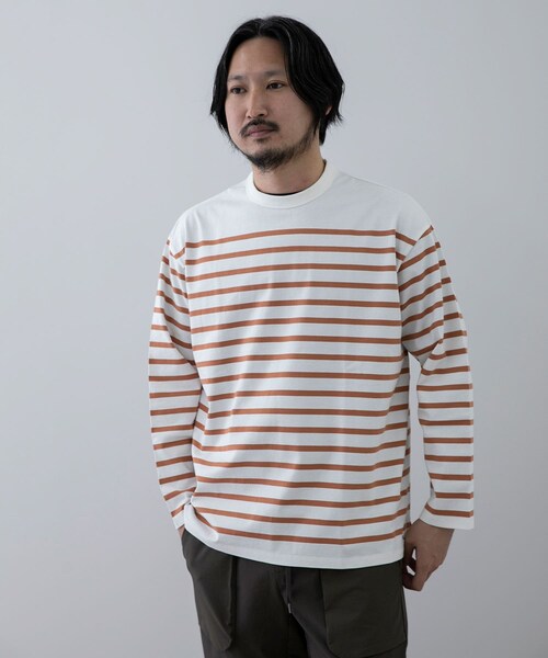 EKAL(エカル)の「EKAL コハニングボーダーTシャツ(その他・メンズ・WHT-BRN/WHT-ORG/SBK-WHT・M/L)」の6枚目の写真