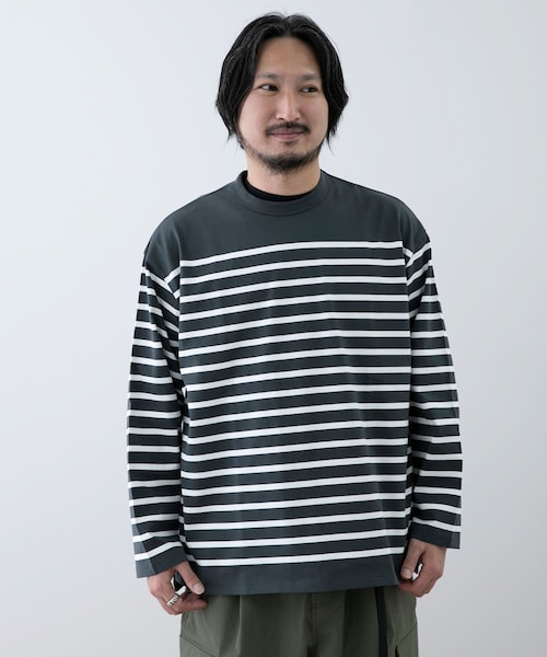 EKAL(エカル)の「EKAL コハニングボーダーTシャツ(その他・メンズ・WHT-BRN/WHT-ORG/SBK-WHT・M/L)」の3枚目の写真