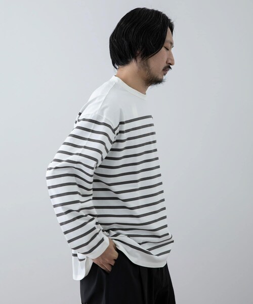 EKAL(エカル)の「EKAL コハニングボーダーTシャツ(その他・メンズ・WHT-BRN/WHT-ORG/SBK-WHT・M/L)」の4枚目の写真