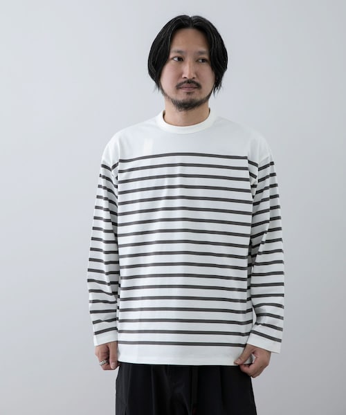EKAL(エカル)の「EKAL コハニングボーダーTシャツ(その他・メンズ・WHT-BRN/WHT-ORG/SBK-WHT・M/L)」の1枚目の写真