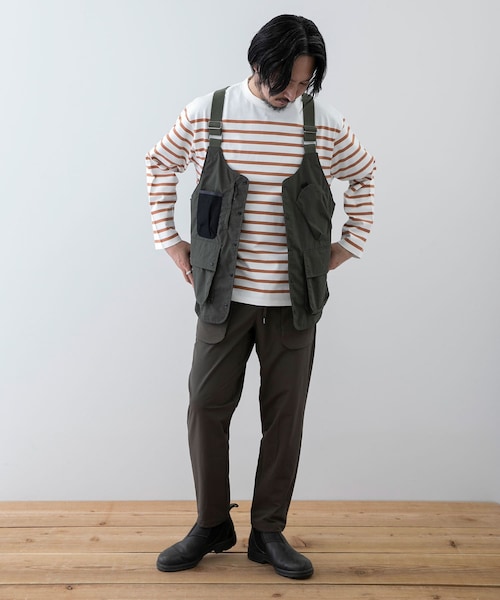 EKAL(エカル)の「EKAL コハニングボーダーTシャツ(その他・メンズ・WHT-BRN/WHT-ORG/SBK-WHT・M/L)」の9枚目の写真