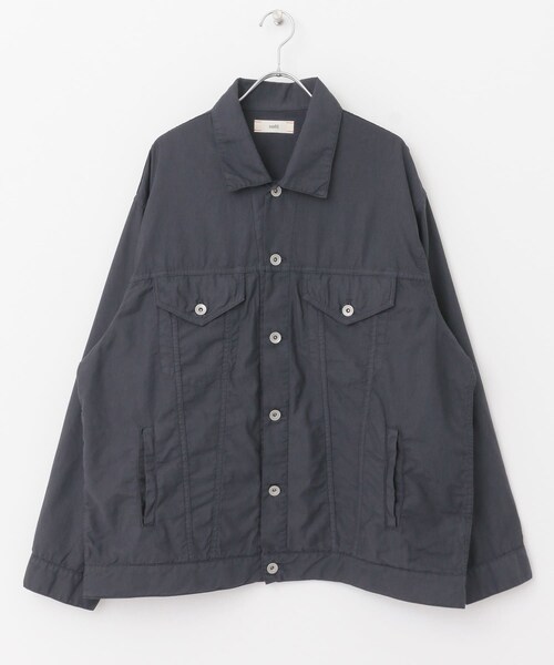 UNFIL（アンフィル）の「unfil cotton-back satin trucker jacket（その他・レディース・black・1）」の2枚目の写真