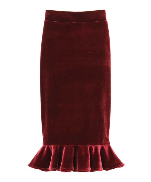 PAMEO POSE（パメオポーズ）の「SOIREE VELOUR SKIRT（スカート・レディース・スカイブルー/ブラック/ワイン・フリーサイズ）」の3枚目の写真