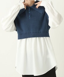 RAY CASSIN | 襟付ニットドッキングチュニックシャツ(トップス)