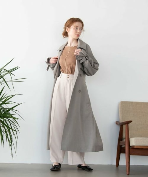Crisp（クリスプ）の「オーバートレンチコート[c8R3001]（トレンチコート・レディース・ベージュ/グレー・FREE）」の2枚目の写真