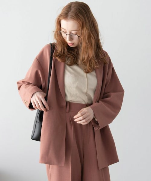 Crisp（クリスプ）の「オーバージャケット[c8R3000]（テーラードジャケット・レディース・アイボリー/ミント/ピンク・FREE）」の3枚目の写真