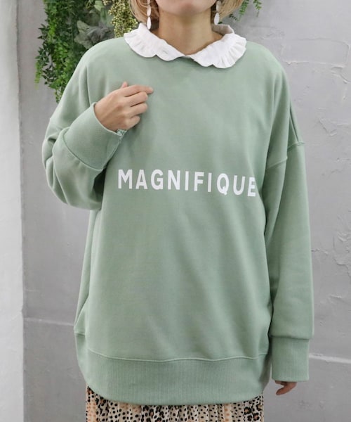 Sheson(シーズン)の「ジップスリーブロゴBIGスウェット(スウェット・レディース・ホワイト/グリーン/パープル・F)」の2枚目の写真