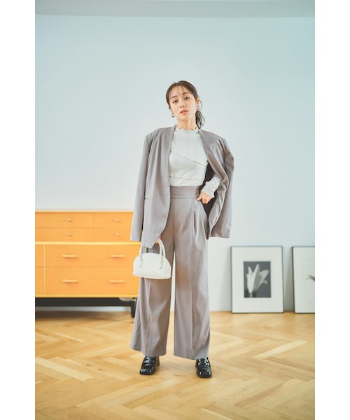 N WITH.(エヌウィズ)の「ノーカラージャケット(ノーカラージャケット・レディース・グリーン/グレー・F)」の2枚目の写真