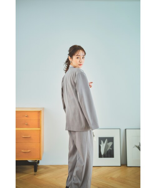 N WITH.(エヌウィズ)の「ノーカラージャケット(ノーカラージャケット・レディース・グリーン/グレー・F)」の3枚目の写真