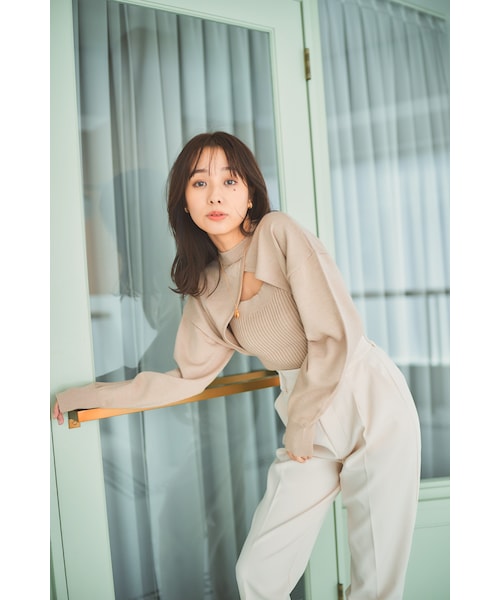 N WITH.(エヌウィズ)の「セパレートリブトップス(ニット/セーター・レディース・ベージュ/グレー/ブラック・F)」の1枚目の写真