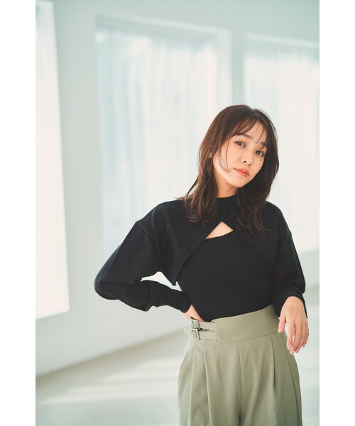 N WITH.(エヌウィズ)の「セパレートリブトップス(ニット/セーター・レディース・ベージュ/グレー/ブラック・F)」の2枚目の写真