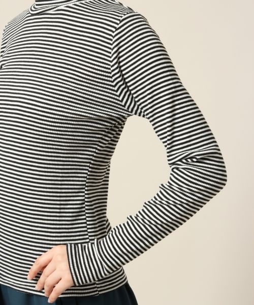 LOWRYS FARM(ローリーズファーム)の「テレコHIネックプルオーバーロングスリーブ2(トップス・レディース・オフ/ブラック/オフ×ブラック/グレー/ベージュ×ブラック・M/L)」の11枚目の写真