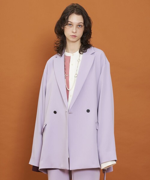 LiNoH(リノー)の「BELTED LOOSE JACKET(テーラードジャケット・メンズ・MINT/BLU/LVD・1/2)」の6枚目の写真