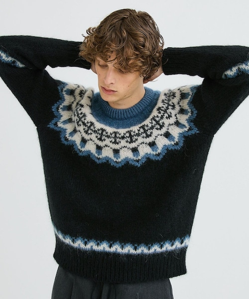 BATONER バトナー ノルディックニット セール】【BATONER】MOHAIR NORDIC CREW NECK（ニット/セーター