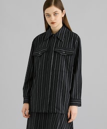 【30%OFF】ストライプフランネルウールシャツ 0771RTW724B