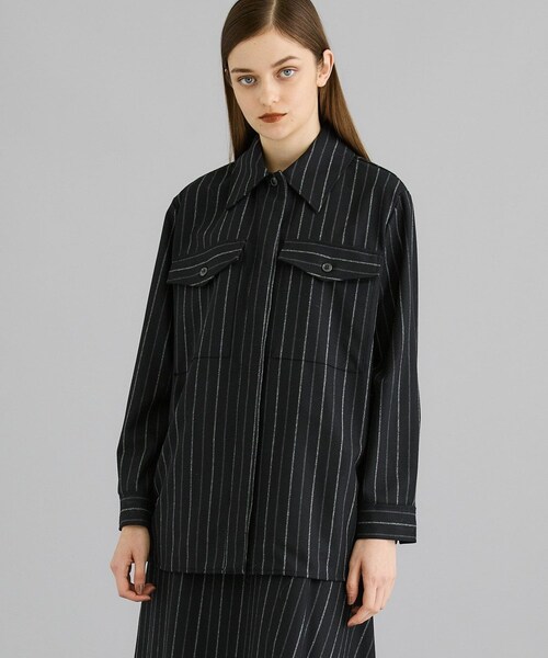 RITO(リト)の「【30%OFF】ストライプフランネルウールシャツ 0771RTW724B(シャツ/ブラウス・レディース・GRY/BLK・38)」の1枚目の写真