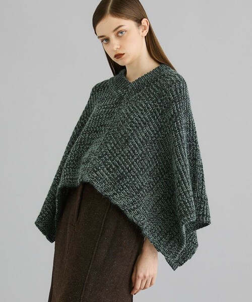 RITO(リト)の「【30%OFF】シルクモヘアブレンドニットポンチョ 0771RTW235K(ニット/セーター・レディース・BLK/GRN・38)」の2枚目の写真