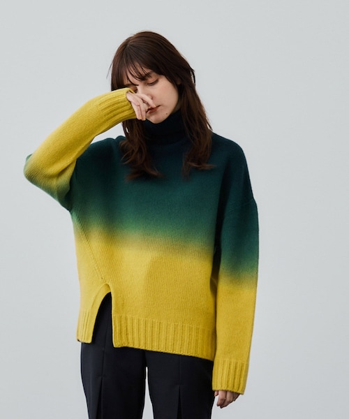 ユナイテッドトウキョウ UNITED TOKYO スリットリバーモヘアニット セーター 長袖 ボトルネック F イエロー /MY ■OS レディース ユナイテッドトウキョウ スリットリバーモヘアニット セーター